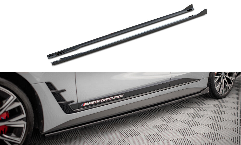 Seitenschweller Ansatz (Paar) V.2 passend für BMW 4er Gran Coupe M-Paket / M440i G26 schwarz Hochglanz