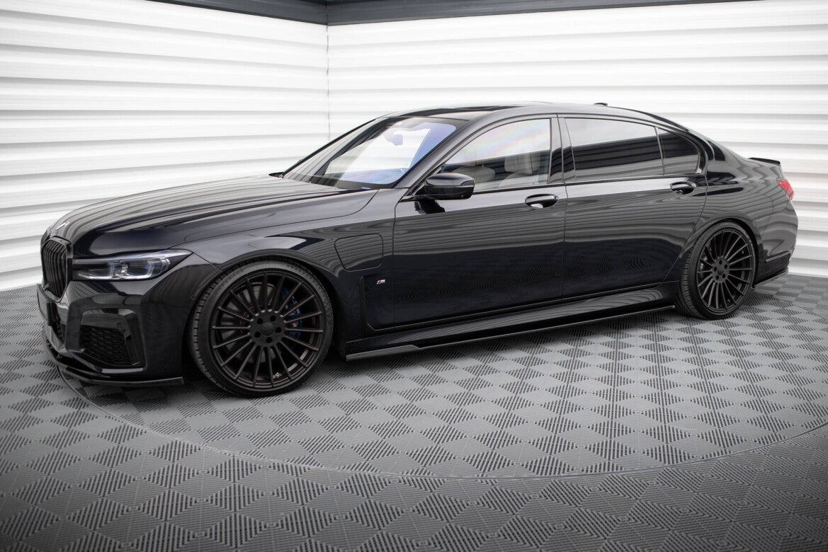 Seitenschweller Ansatz (Paar) V.2 passend für BMW 7 Lang M-Paket G12 schwarz Hochglanz