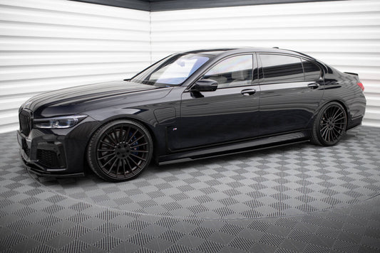 Seitenschweller Ansatz (Paar) V.2 passend für BMW 7 Lang M-Paket G12 schwarz Hochglanz