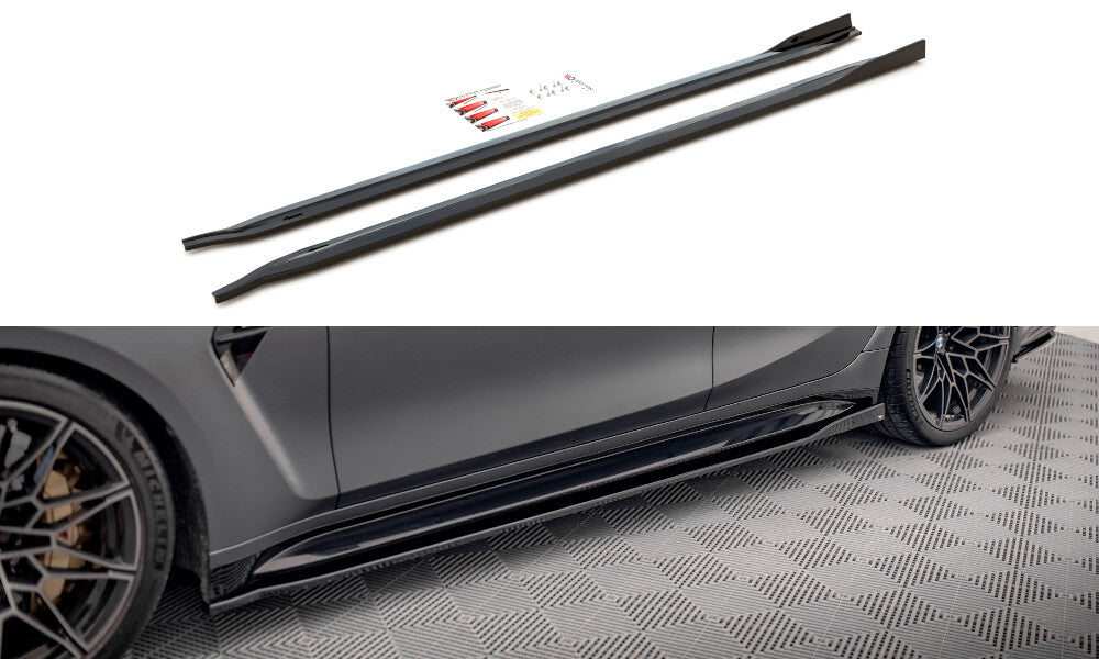 Seitenschweller Ansatz (Paar) V.2 passend für BMW M3 Limousine / Touring G80 / G81 schwarz Hochglanz