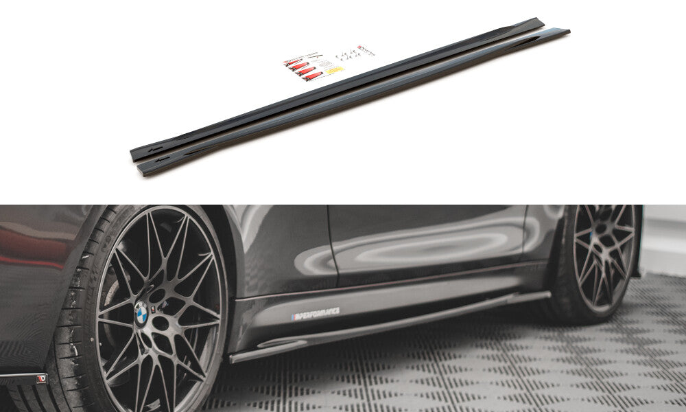 Seitenschweller Ansatz (Paar) V.2 passend für BMW M4 F82 schwarz Hochglanz