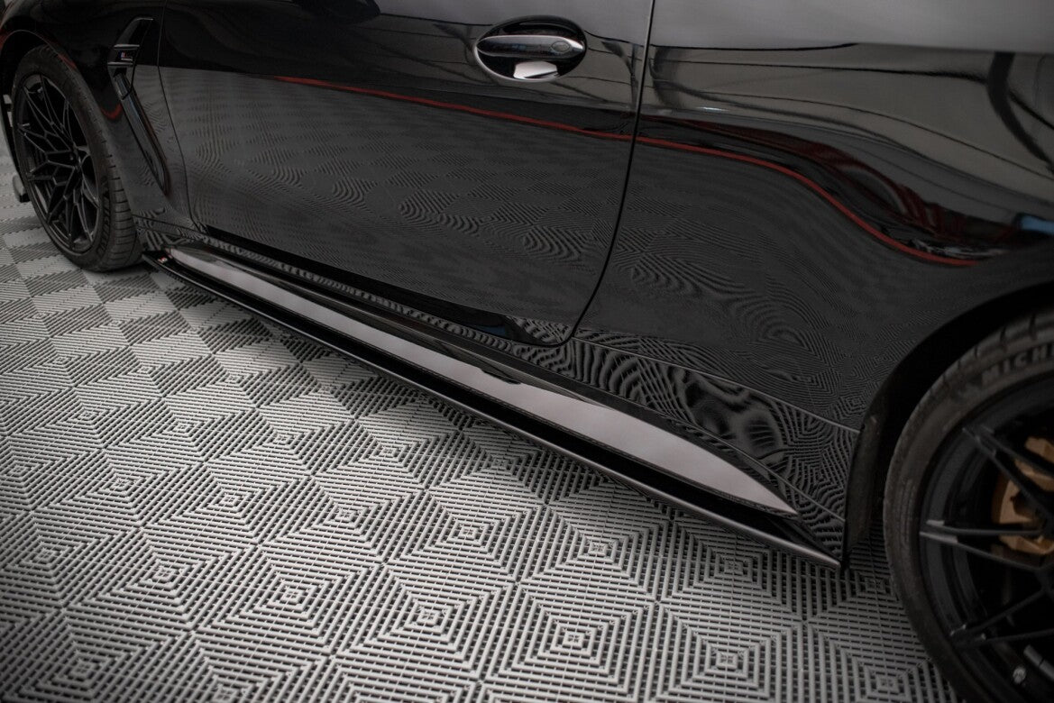 Seitenschweller Ansatz (Paar) V.2 passend für BMW M4 G82 / G82 FL schwarz Hochglanz