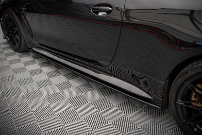 Seitenschweller Ansatz (Paar) V.2 passend für BMW M4 G82 / G82 FL schwarz Hochglanz