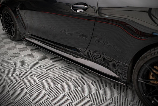 Seitenschweller Ansatz (Paar) V.2 passend für BMW M4 G82 / G82 FL schwarz Hochglanz