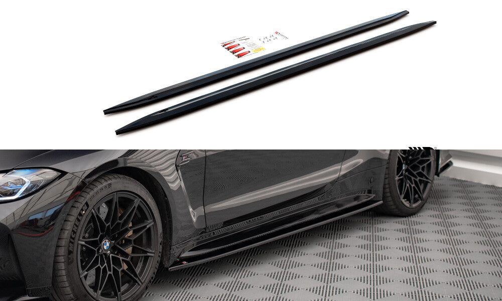 Seitenschweller Ansatz (Paar) V.2 passend für BMW M4 G82 / G82 FL schwarz Hochglanz