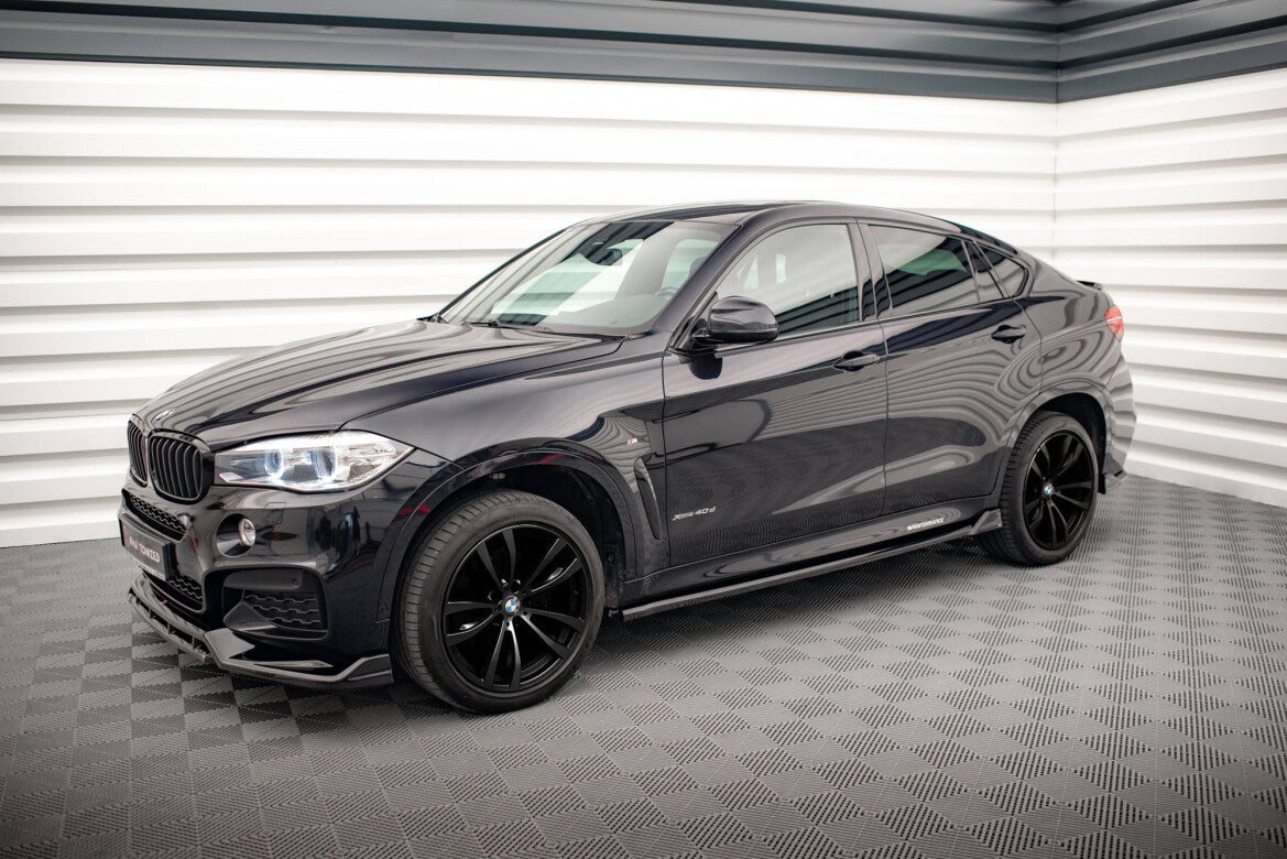 Seitenschweller Ansatz (Paar) V.2 passend für BMW X6 M-Paket F16 schwarz Hochglanz