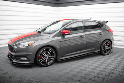 Seitenschweller Ansatz (Paar) V.2 passend für Ford Focus ST Mk3 schwarz Hochglanz