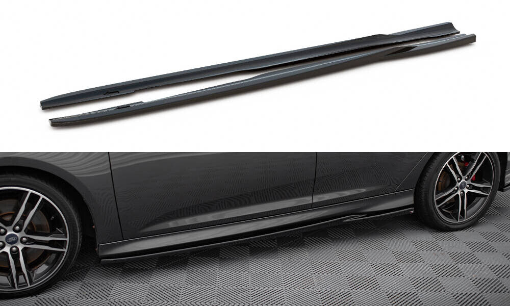 Seitenschweller Ansatz (Paar) V.2 passend für Ford Focus ST Mk3 schwarz Hochglanz