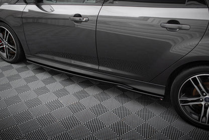 Seitenschweller Ansatz (Paar) V.2 passend für Ford Focus ST Mk3 schwarz Hochglanz