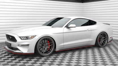 Seitenschweller Ansatz (Paar) V.2 passend für Ford Mustang Mk6 FL schwarz Hochglanz