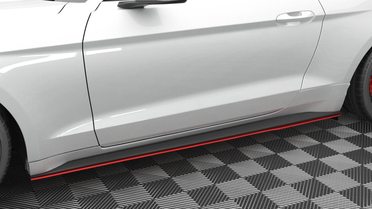 Seitenschweller Ansatz (Paar) V.2 passend für Ford Mustang Mk6 FL schwarz Hochglanz