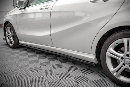 Seitenschweller Ansatz (Paar) V.2 passend für Mercedes A W176 schwarz Hochglanz