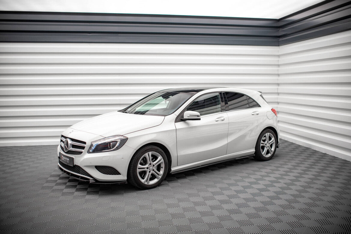Seitenschweller Ansatz (Paar) V.2 passend für Mercedes A W176 schwarz Hochglanz