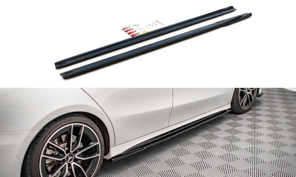 Seitenschweller Ansatz (Paar) V.2 passend für Mercedes A35 AMG / AMG-Line W177 schwarz Hochglanz