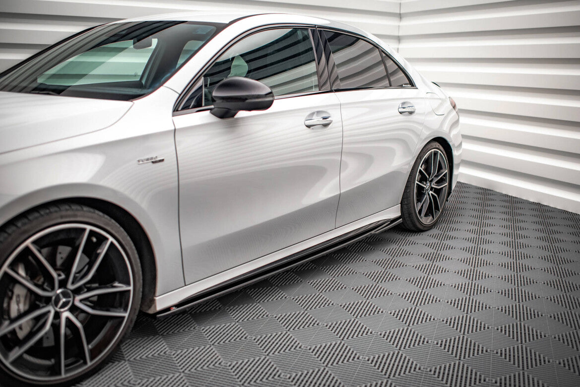 Seitenschweller Ansatz (Paar) V.2 passend für Mercedes A35 AMG / AMG-Line W177 schwarz Hochglanz