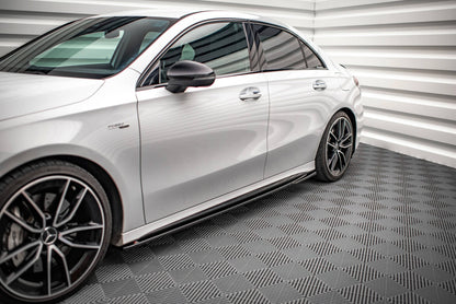 Seitenschweller Ansatz (Paar) V.2 passend für Mercedes A35 AMG / AMG-Line W177 schwarz Hochglanz