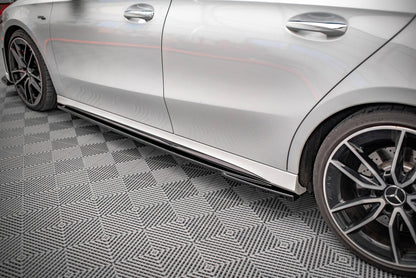 Seitenschweller Ansatz (Paar) V.2 passend für Mercedes A35 AMG / AMG-Line W177 schwarz Hochglanz