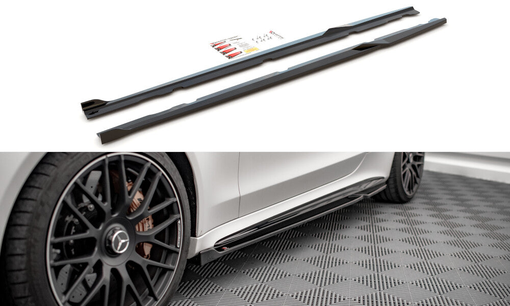 Seitenschweller Ansatz (Paar) V.2 passend für Mercedes-AMG C 63 AMG Coupe C205 FL schwarz Hochglanz