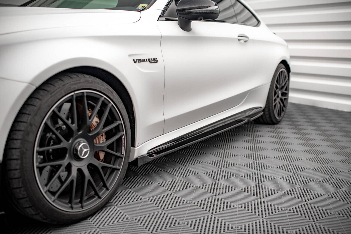 Seitenschweller Ansatz (Paar) V.2 passend für Mercedes-AMG C 63 AMG Coupe C205 FL schwarz Hochglanz
