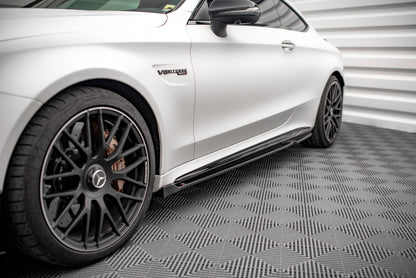 Seitenschweller Ansatz (Paar) V.2 passend für Mercedes-AMG C 63 AMG Coupe C205 FL schwarz Hochglanz