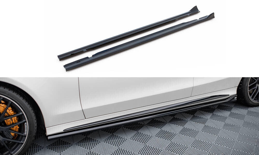 Seitenschweller Ansatz (Paar) V.2 passend für Mercedes-AMG C63 Limousine / Kombi W205 / S205 schwarz Hochglanz