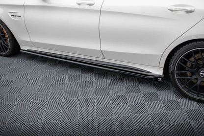 Seitenschweller Ansatz (Paar) V.2 passend für Mercedes-AMG C63 Limousine / Kombi W205 / S205 schwarz Hochglanz