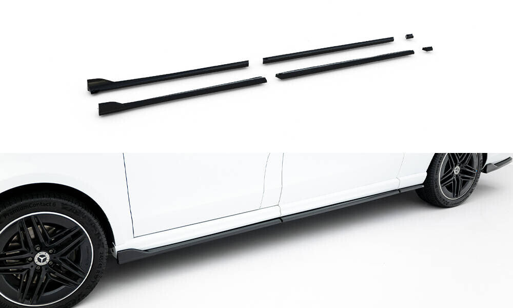 Seitenschweller Ansatz (Paar) V.2 passend für Mercedes V-Klasse Extra Long AMG-Line W447 schwarz Hochglanz