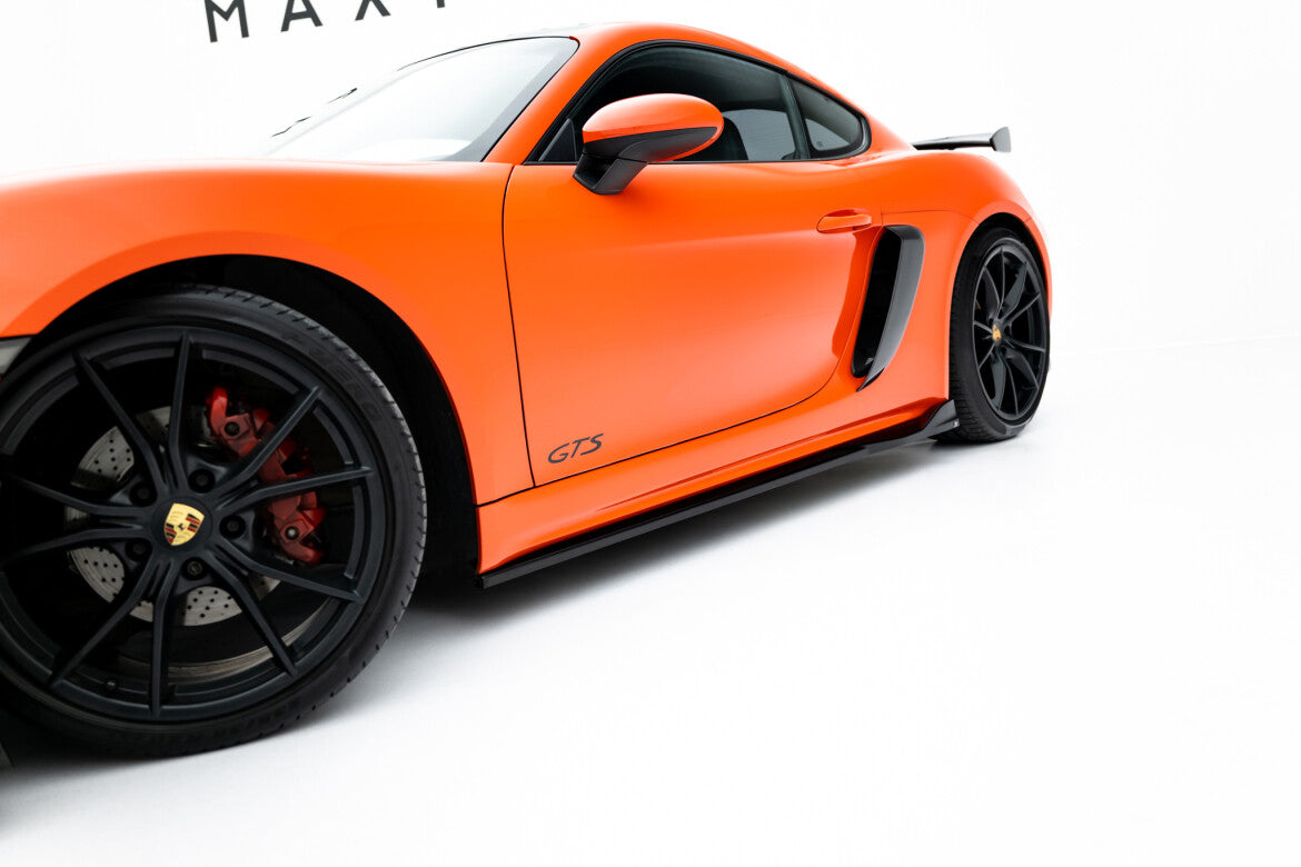 Seitenschweller Ansatz (Paar) V.2 passend für Porsche 718 Cayman GTS 982c schwarz Hochglanz