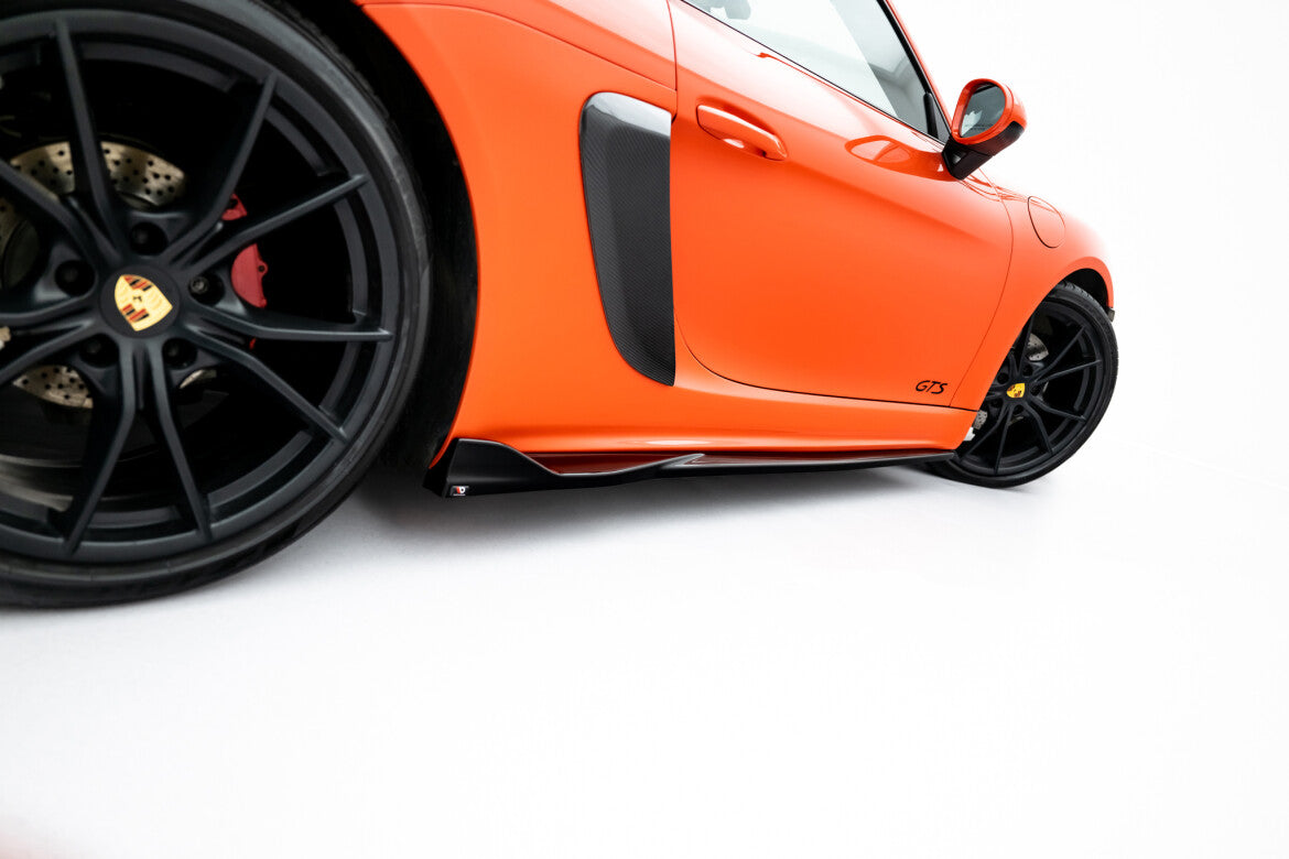 Seitenschweller Ansatz (Paar) V.2 passend für Porsche 718 Cayman GTS 982c schwarz Hochglanz