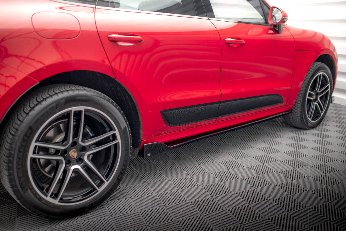 Seitenschweller Ansatz (Paar) V.2 passend für Porsche Macan Mk1 schwarz Hochglanz