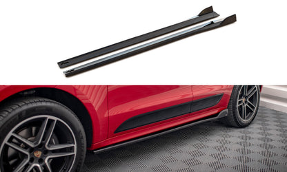 Seitenschweller Ansatz (Paar) V.2 passend für Porsche Macan Mk1 schwarz Hochglanz