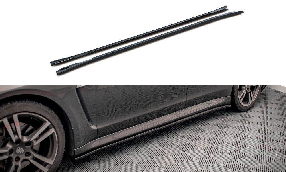 Seitenschweller Ansatz (Paar) V.2 passend für Porsche Panamera / Panamera Diesel / Panamera Turbo 970 schwarz Hochglanz