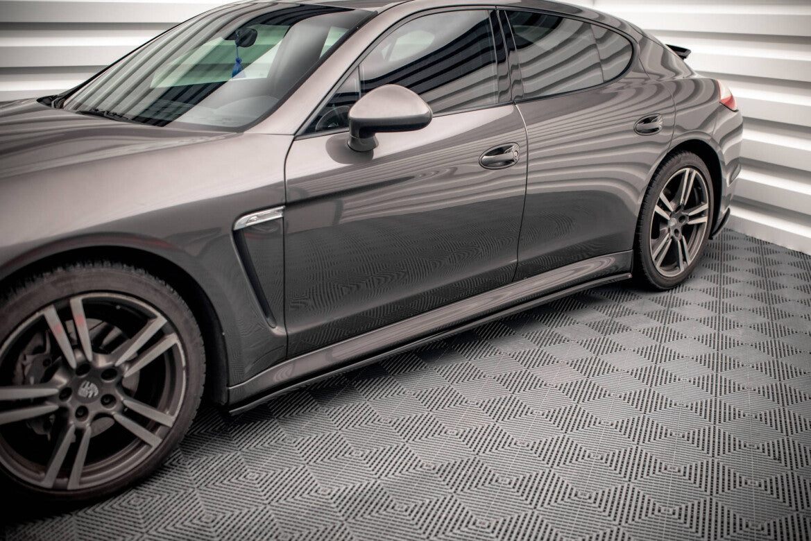 Seitenschweller Ansatz (Paar) V.2 passend für Porsche Panamera / Panamera Diesel / Panamera Turbo 970 schwarz Hochglanz