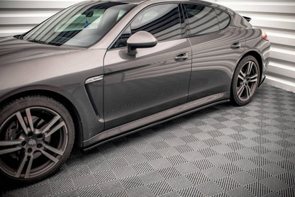 Seitenschweller Ansatz (Paar) V.2 passend für Porsche Panamera / Panamera Diesel / Panamera Turbo 970 schwarz Hochglanz