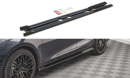 Seitenschweller Ansatz (Paar) V.2 passend für Seat Leon FR ST / Hatchback Mk4 / CUPRA Leon ST / Hatchback Mk1 / Mk1 FL schwarz Hochglanz