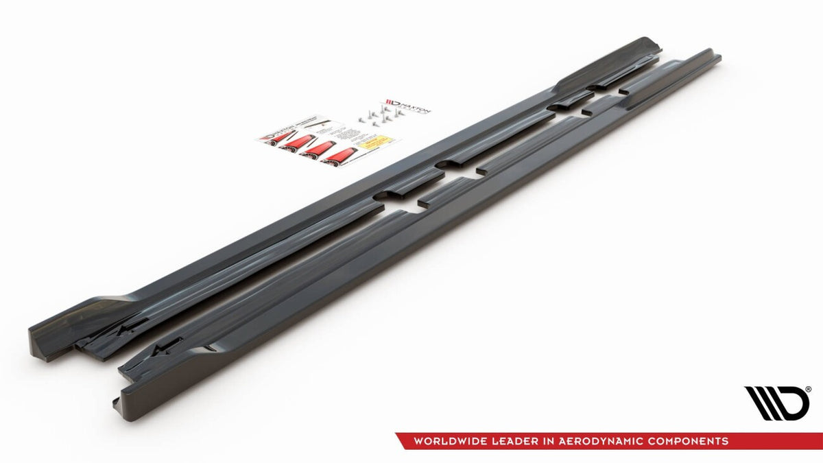 Seitenschweller Ansatz (Paar) V.2 passend für Seat Leon FR ST / Hatchback Mk4 / CUPRA Leon ST / Hatchback Mk1 / Mk1 FL schwarz Hochglanz