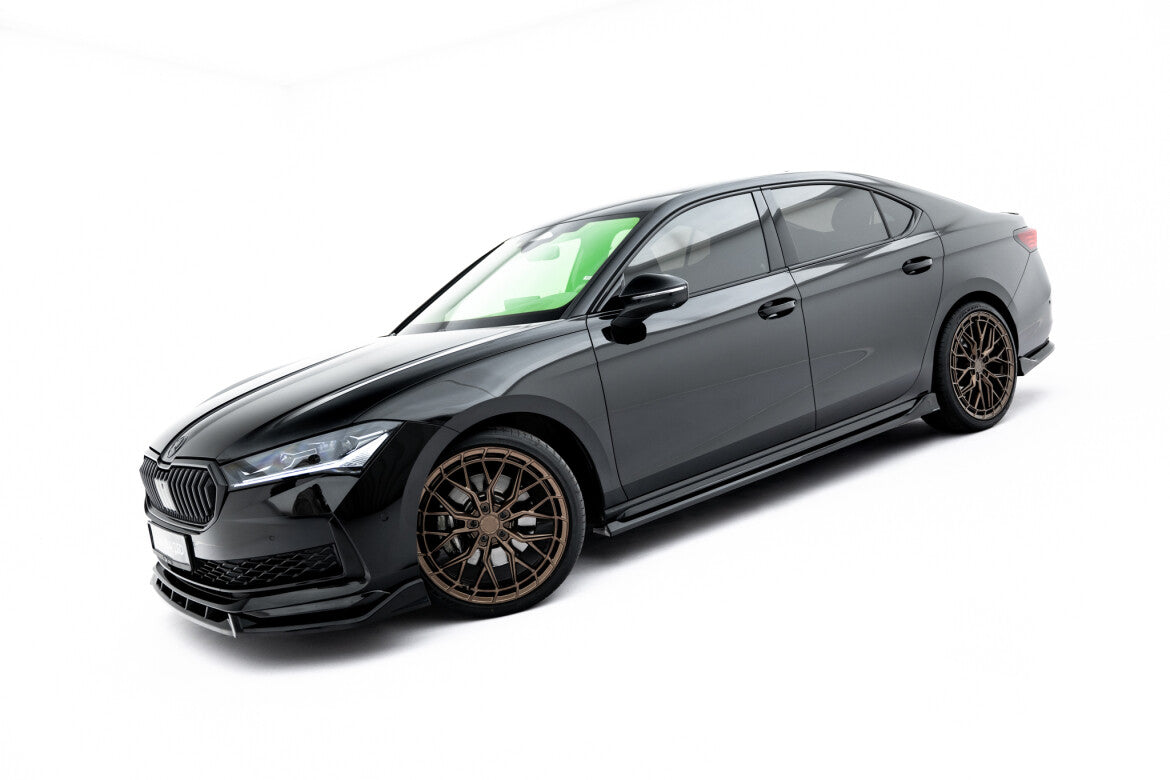 Seitenschweller Ansatz (Paar) V.2 passend für Skoda Superb Sportline Mk4 schwarz Hochglanz