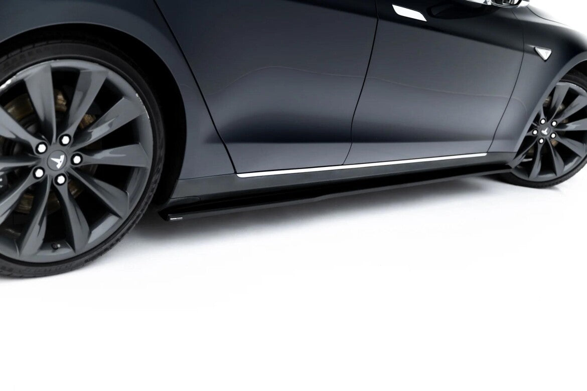 Seitenschweller Ansatz (Paar) V.2 passend für Tesla Model S Mk1 schwarz Hochglanz