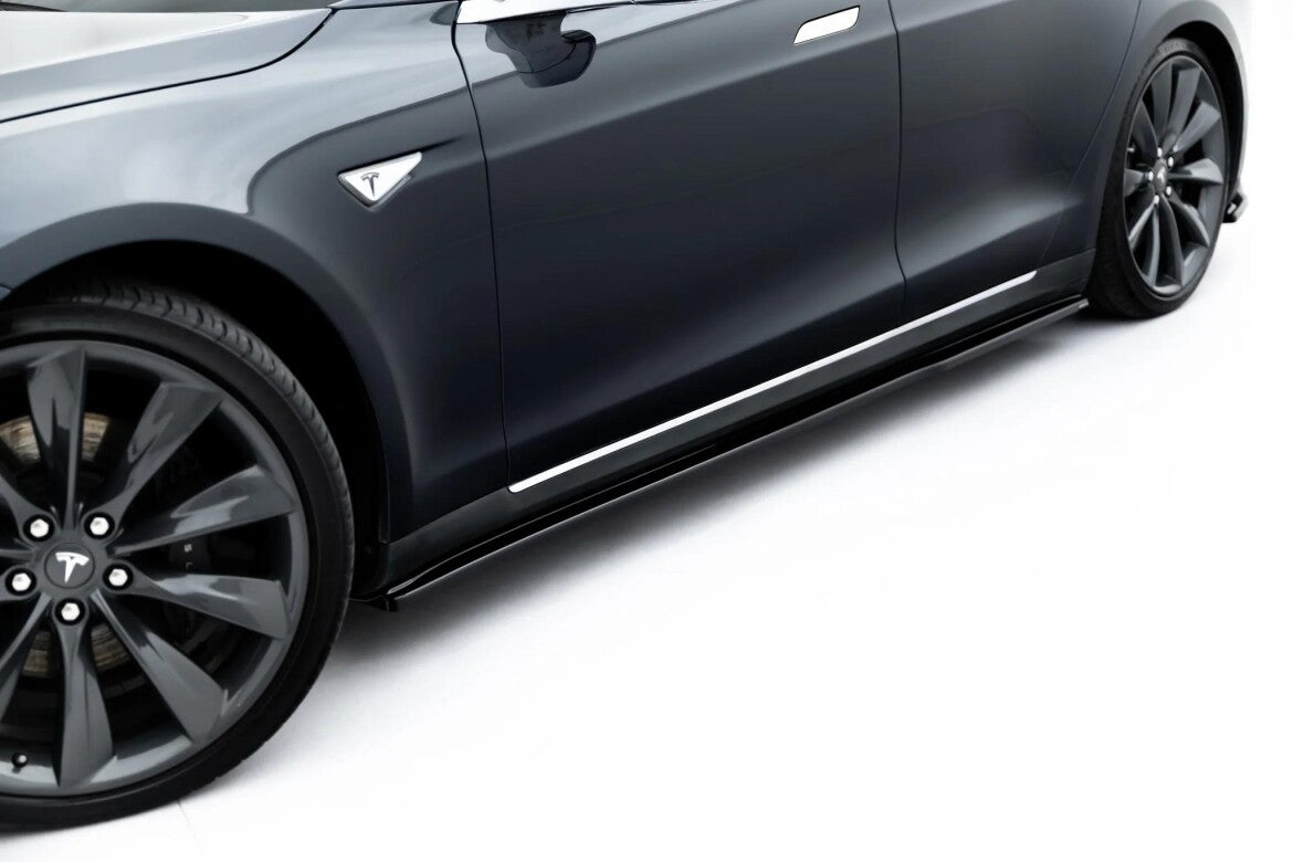 Seitenschweller Ansatz (Paar) V.2 passend für Tesla Model S Mk1 schwarz Hochglanz