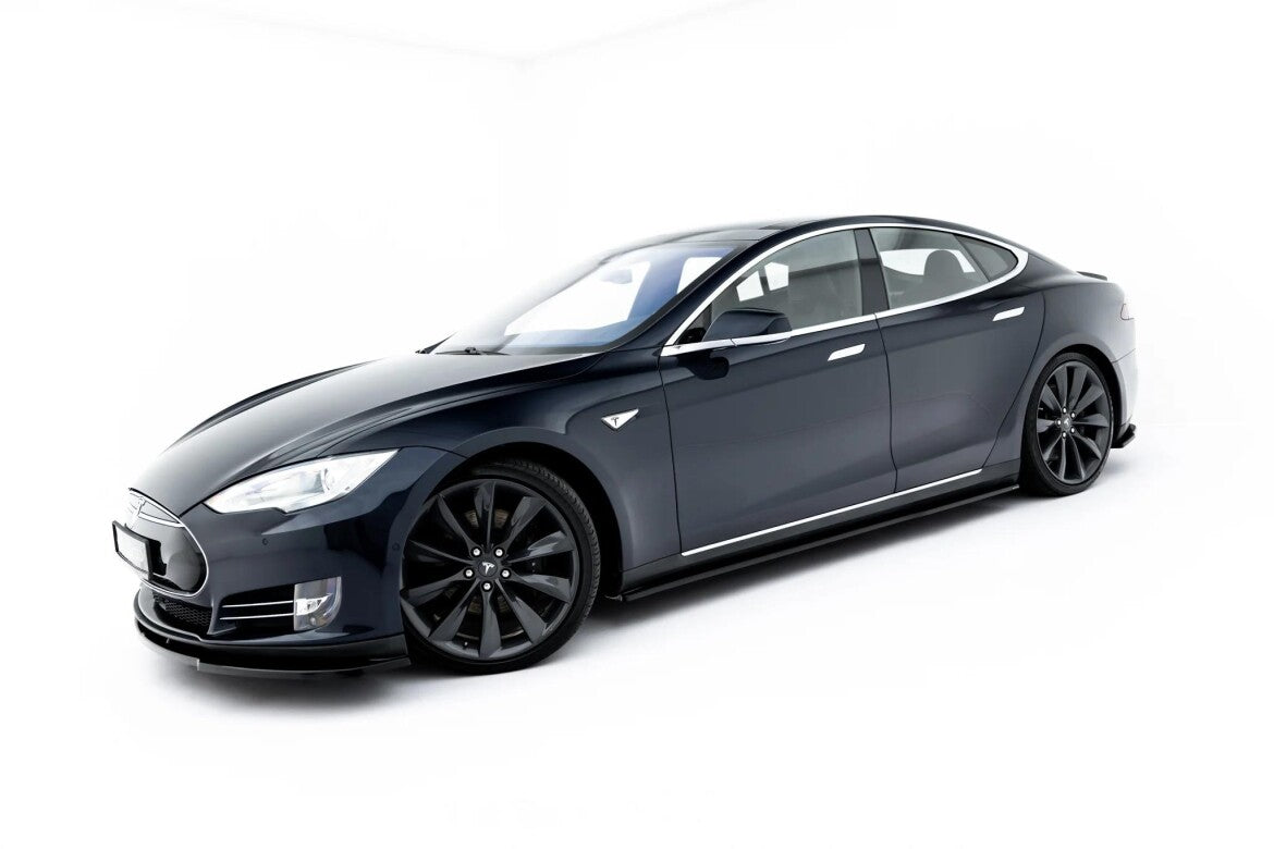 Seitenschweller Ansatz (Paar) V.2 passend für Tesla Model S Mk1 schwarz Hochglanz