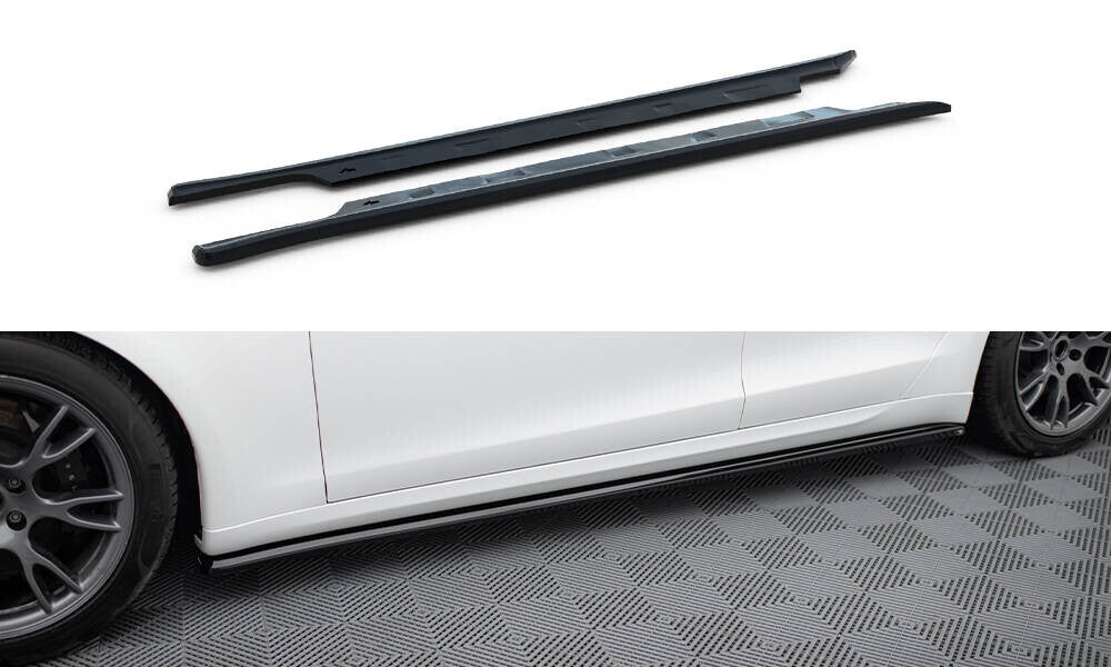 Seitenschweller Ansatz (Paar) V.2 passend für Tesla Model S Plaid Mk1 FL schwarz Hochglanz
