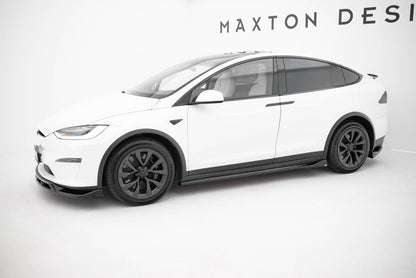 Seitenschweller Ansatz (Paar) V.2 passend für Tesla Model X Mk1 FL schwarz Hochglanz
