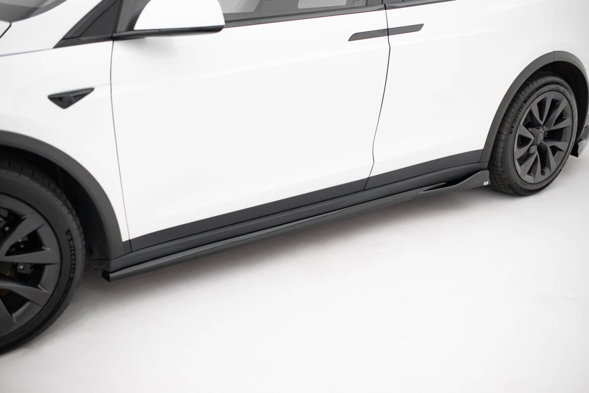 Seitenschweller Ansatz (Paar) V.2 passend für Tesla Model X Mk1 FL schwarz Hochglanz