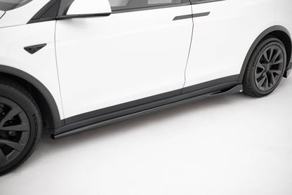 Seitenschweller Ansatz (Paar) V.2 passend für Tesla Model X Mk1 FL schwarz Hochglanz