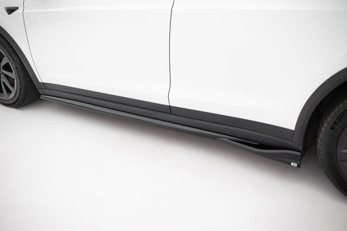 Seitenschweller Ansatz (Paar) V.2 passend für Tesla Model X Mk1 FL schwarz Hochglanz