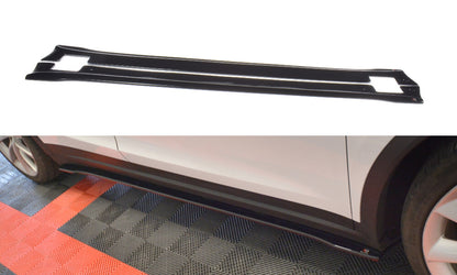 Seitenschweller Ansatz (Paar) V.2 passend für Tesla Model X Mk1 schwarz Hochglanz