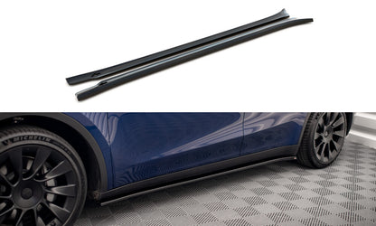 Seitenschweller Ansatz (Paar) V.2 passend für Tesla Model Y schwarz Hochglanz