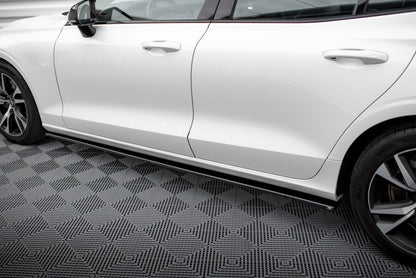 Seitenschweller Ansatz (Paar) V.2 passend für Volvo S60/V60 R-Design Mk3 schwarz Hochglanz