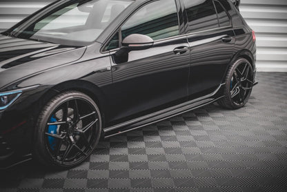 Seitenschweller Ansatz (Paar) V.2 passend für VW Golf R Hatchback Mk8 FL schwarz Hochglanz