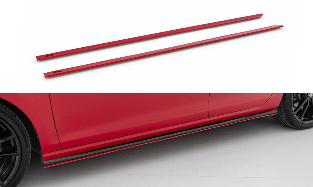 Seitenschweller Ansatz (Paar) V.2 passend für VW Golf R / R-Line Mk7 FL rot Hochglanz